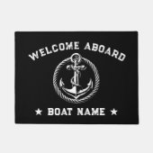 Nautisch Anker Zwart Welkom Aan boord Boot Naam Deurmat (Voorkant)