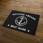 Nautisch Anker Zwart Welkom Aan boord Boot Naam Deurmat<br><div class="desc">Welkom aan boord van nautische anker zwarte boot deurmatten.</div>