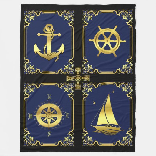 Nautisch anker-/zweefbootwiel/kompas/Cletic X Fleece Deken (Voorkant)