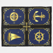 Nautisch anker-/zweefbootwiel/kompas/Cletic X Fleece Deken (Voorkant (Horizontaal))