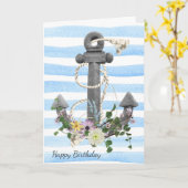 nautisch ankerboeket voor verjaardag kaart (Gele Bloem)