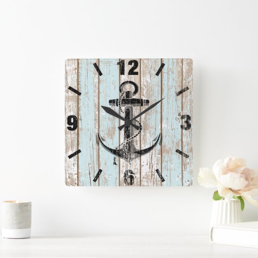 Nautisch Ankerhout Vierkante Klok (Huis)