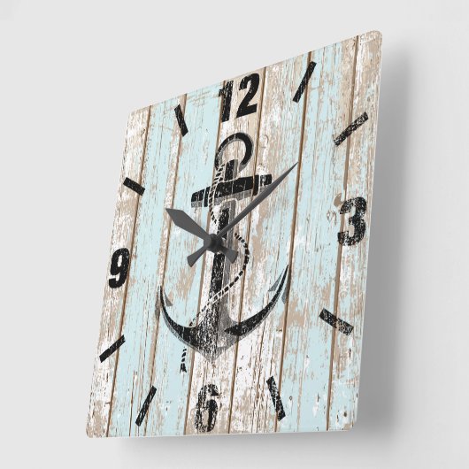 Nautisch Ankerhout Vierkante Klok (Hoek)