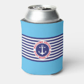 Nautisch ankerontwerp met strepen blikjeskoeler (Blikje Achterkant)