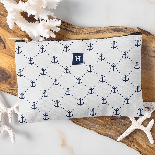 Nautisch ankerpatroon monogram etui