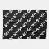 Nautisch Ankerpatroon Zwart of Om het even welke K Theedoek (Horizontaal)