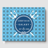 Nautisch ankerpictogram en Turquoise blauwe boot Gastenboek (Voorkant)