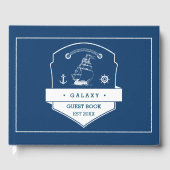 Nautisch ankerpictogram en zeiljacht Navy Blue Gastenboek (Voorkant)