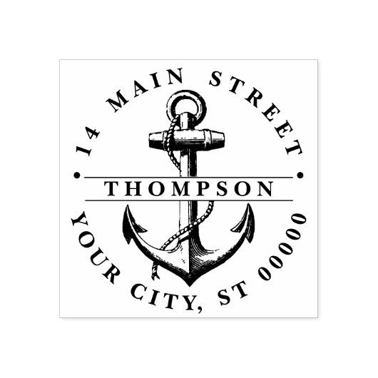  nautisch ankerschip #2 Naam Retn Adres Rubberstempel (Afrduk)
