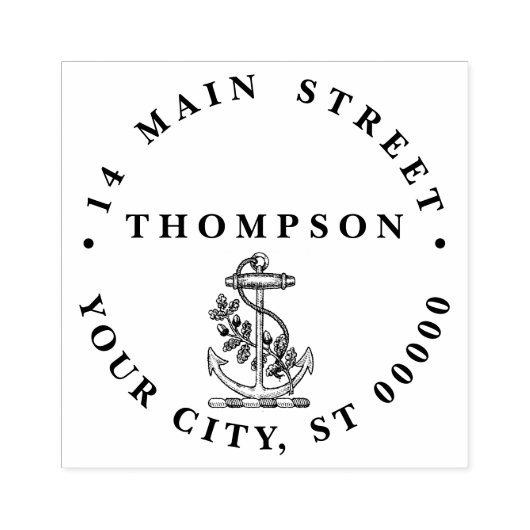  nautisch ankerschip #2 Naam Retouradres Rubberstempel (Afrduk)