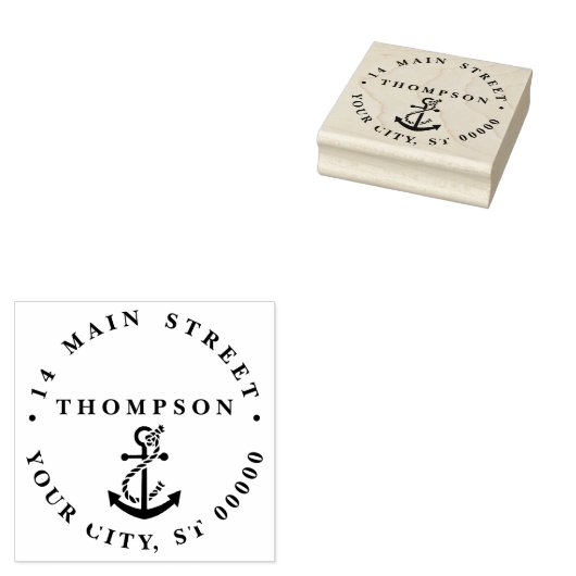  nautisch ankerschip Preppy #2 adres Rubberstempel (Gestempeld)