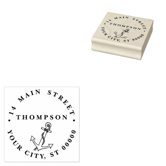  nautisch ankerschip Preppy #2 adres Rubberstempel (Gestempeld)
