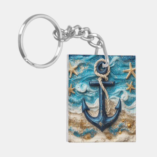 Nautisch ankerstrand sleutelhanger (Voorkant Links)