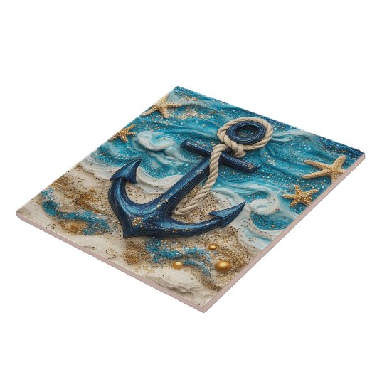 Nautisch ankerstrand tegeltje (Zijkant)