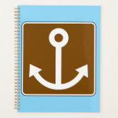 Nautisch ankersymbool bruin marina bord planner (Voorkant)