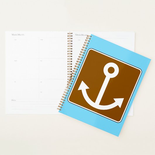 Nautisch ankersymbool bruin marina bord planner