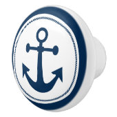 Nautisch ankertouw Navy blauw en wit Keramische Knop (Rechts)