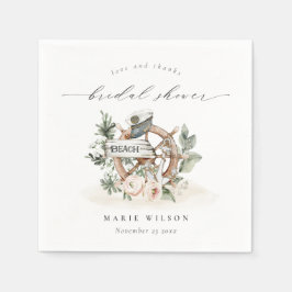 Nautisch ankerwiel bladrijk bloem bruidsdouche servet