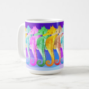 Nautisch aqua/roze/blauw/goud/zilver zeepaarden koffiemok
