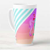 Nautisch aqua/roze/zeepaarden die harten kussen la latte mok (Linkerhoek)