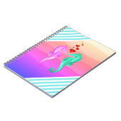 Nautisch aqua/roze/zeepaardjes die een notebook me notitieboek (Linkerzijde)