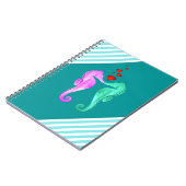 Nautisch aqua/roze/zeepaardjes die een notebook me notitieboek (Linkerzijde)