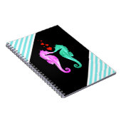 Nautisch aqua/roze/zeepaardjes die een notebook me notitieboek (Rechterzijde)