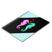 Nautisch aqua/roze/zeepaardjes die een notebook me notitieboek (Linkerzijde)