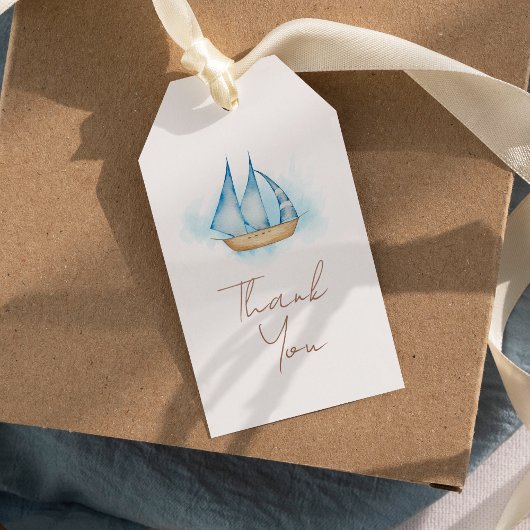 Nautisch Avontuur Wit Baby shower Dank u Cadeaulabel