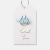 Nautisch Avontuur Wit Baby shower Dank u Cadeaulabel (Voorkant)