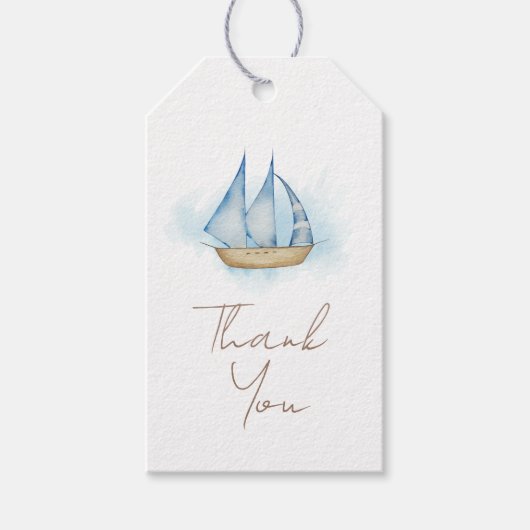 Nautisch Avontuur Wit Baby shower Dank u Cadeaulabel (Voorkant)