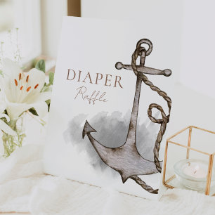 Nautisch Avontuur Wit Baby shower Luier Raffle Reclamebord Met Voetstuk