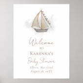 Nautisch Avontuur Wit Baby shower Welkom Poster (Voorkant)