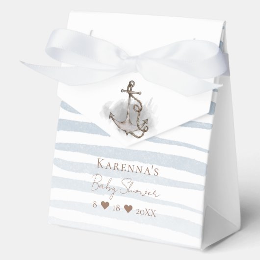 Nautisch avontuur witte baby shower bedankdoosjes (Voorkant)