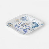 Nautisch Baby shower Ahoy het is een Boy Navy Blue Papieren Bordje (Gebogen)