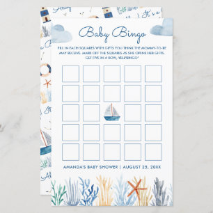 Nautisch Baby shower Baby Bingogame