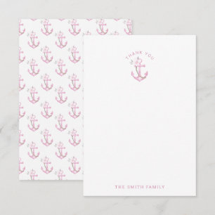 Nautisch Baby shower bedankkaart   Pink Waterco