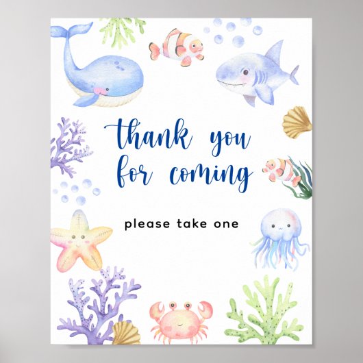 Nautisch baby shower - Bedankt voor uw komst Poster (Voorkant)