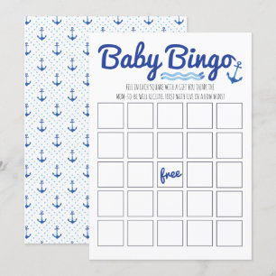 Nautisch Baby shower Bingo Kaart