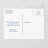 Nautisch Baby shower; Blauw & Wit Strepen Uitnodiging Briefkaart (Achterkant)