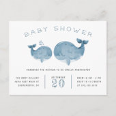 Nautisch Baby shower blauwe Waterverf walvis Uitnodiging Briefkaart (Voorkant)