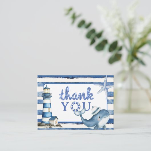 Nautisch Baby shower Blue Boy Flat Bedankt Kaarten (Staand voorkant)