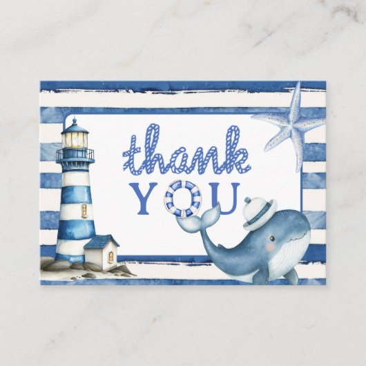 Nautisch Baby shower Blue Boy Flat Bedankt Kaarten (Voorkant)