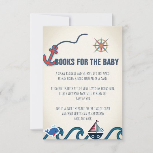 Nautisch Baby shower boeken voor de Baby Kaart (Voorkant)