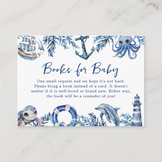 Nautisch Baby shower Book Request Enclosure Kaart (Voorkant)