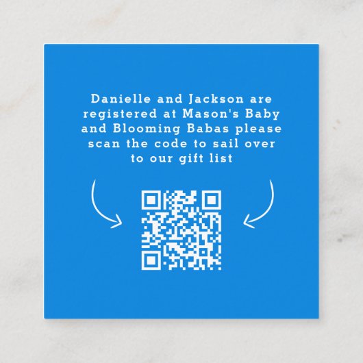 Nautisch baby shower boot rood blauw register kaar informatiekaartje (Achterkant)