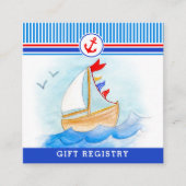 Nautisch baby shower boot rood blauw register kaar informatiekaartje (Voorkant)