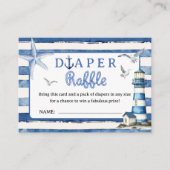 Nautisch Baby shower Boy Navy Blue Diaper Raffle Informatiekaartje (Voorkant)