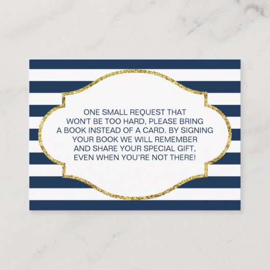 Nautisch Baby shower Breng een boek Insert Informatiekaartje (Achterkant)