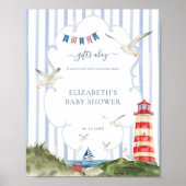 Nautisch Baby shower Cadeau Tafelteken Poster (Voorkant)